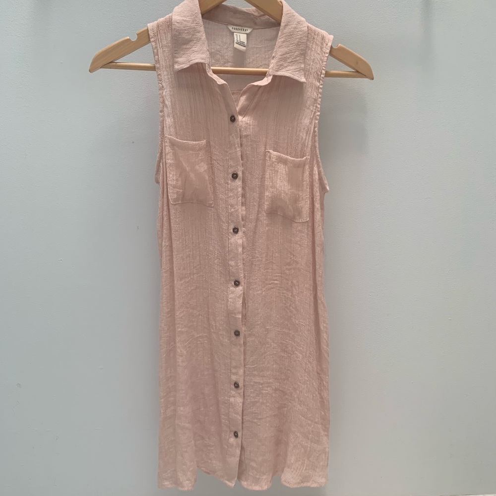 🦋Sheer blush pink tunic shirt
